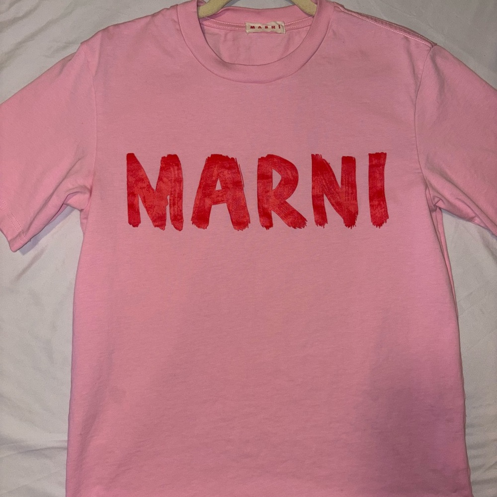 Marni Light Pink Tee with Red Logo